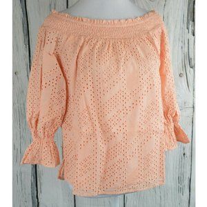 Eva Longoria Off-Shoulder Blouses Top Shirt Eyelet